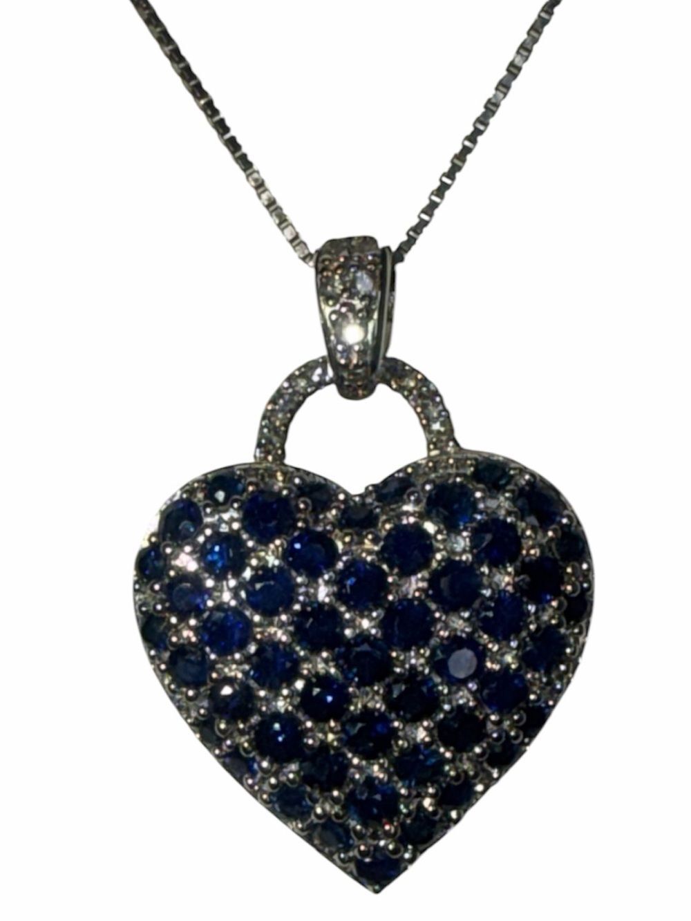 NWT Diamond/Sapphire Heart Penant in Silver